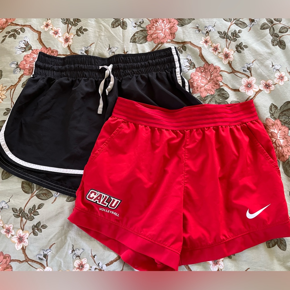 Bundle of Red Nike Shorts Size Medium and Black Champion Shorts Size Large